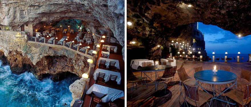 1) Restaurantul „Grotta Palazzese”, Puglia, Italia